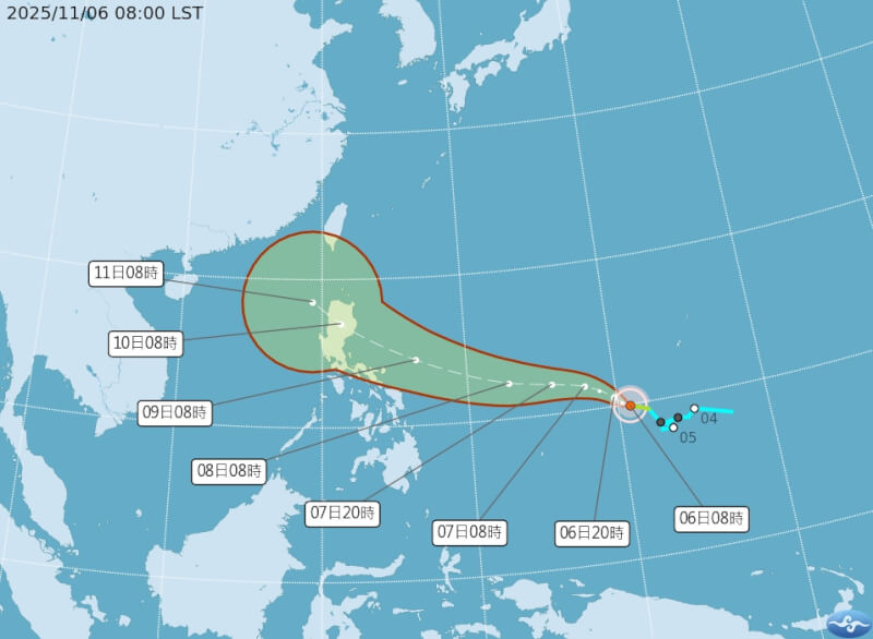 圖為颱風鳳凰預估路徑。（圖取自中央氣象署網頁cwa.gov.tw）