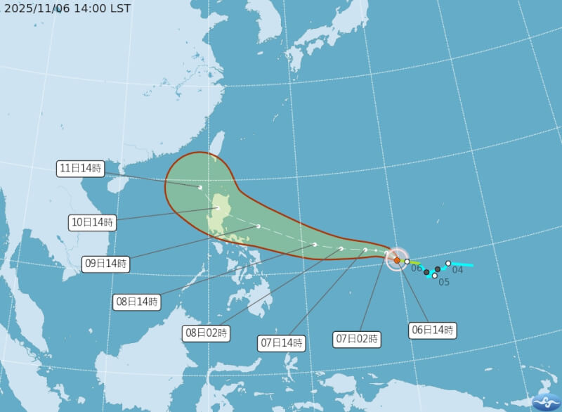 颱風鳳凰路徑潛勢預報。(圖取自氣象署網頁cwb.gov.tw)