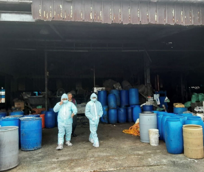 台中養豬場爆發非洲豬瘟後，全國禁止廚餘養豬，台中市環保局為防止養豬場違法使用廚餘餵食，7日持續加強查核。（台中市政府提供）中央社記者郝雪卿傳真　114年11月7日