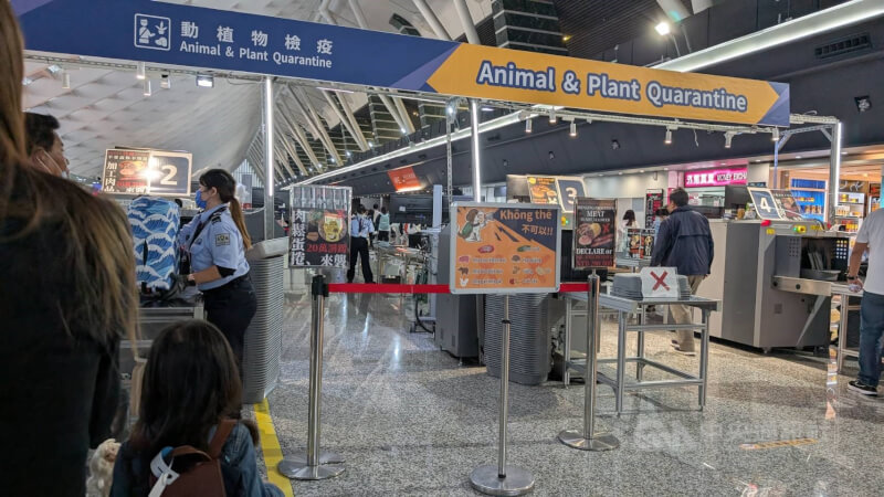 圖為桃園國際機場針對入境旅客執行動植物檢疫。（中央社檔案照片）