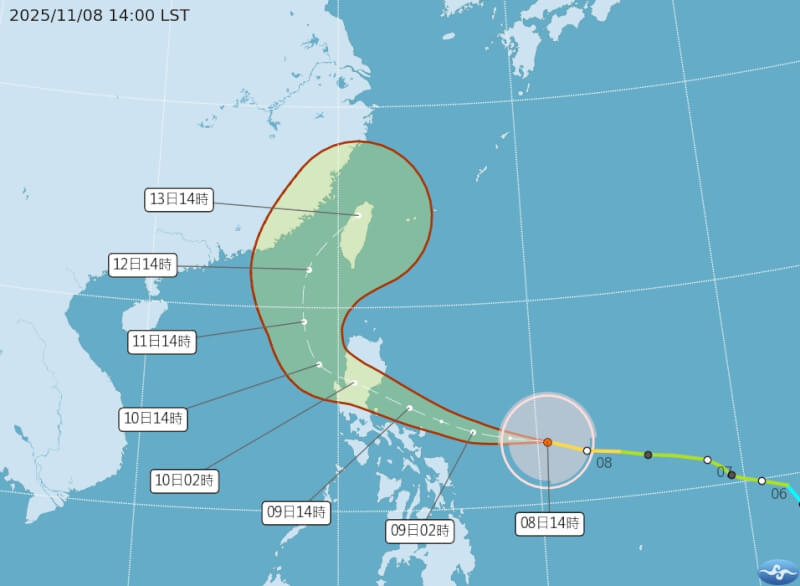 颱風鳳凰路徑潛勢預報。（圖取自氣象署網頁cwa.gov.tw）