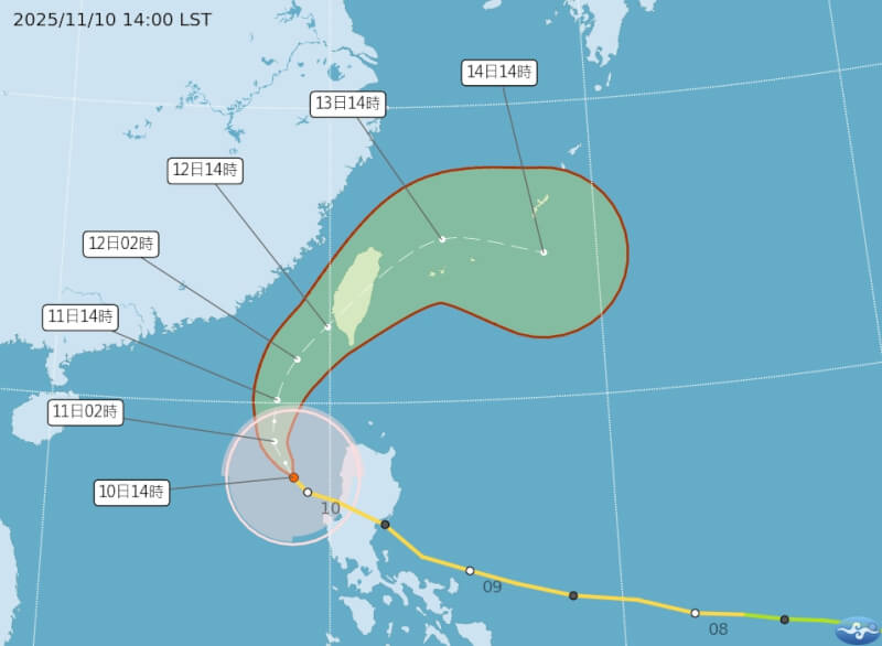 颱風鳳凰路徑潛勢預報。（圖取自氣象署網頁cwa.gov.tw）