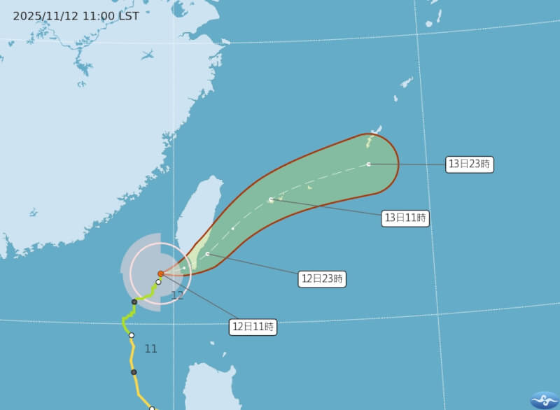 颱風鳳凰路徑潛勢預報。(圖取自氣象署網頁cwa.gov.tw)