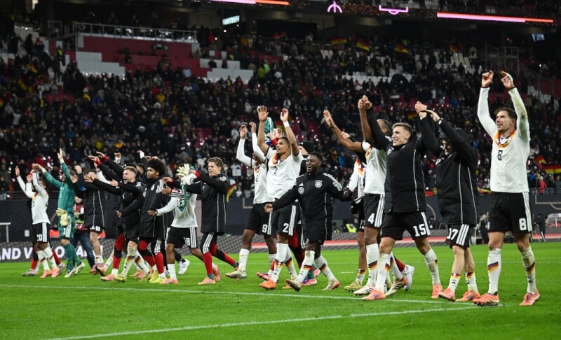 德國17日在2026世界盃足球賽歐洲區資格賽以6比0大勝斯洛伐克，晉級會內賽。（路透社）