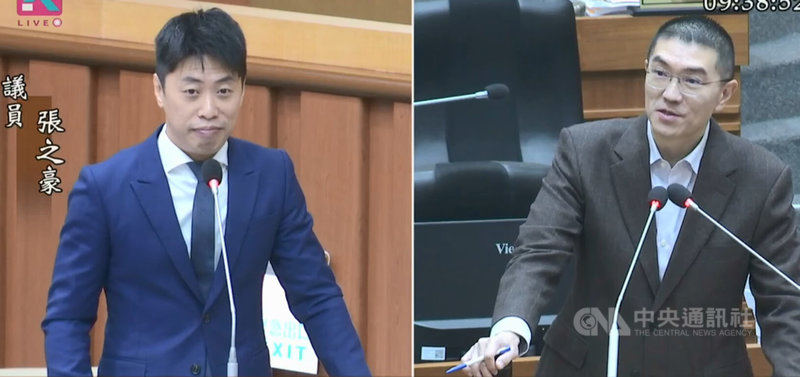 基隆市災害救助金核發對象限設籍基隆市民，市議員張之豪19日以新北市為例，適用對象未規定須設籍新北，建議基隆市政府修正。基隆市長謝國樑（右）說，年底前會在市務會議修正通過。（圖取自基隆市議會直播畫面）中央社記者王朝鈺傳真 114年11月19日