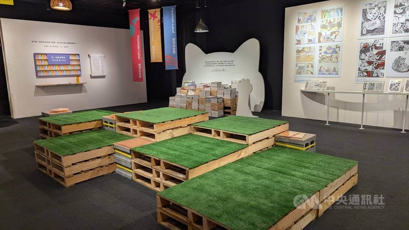 中華文化總會發行的「Fountain 新活水」復刊50期，紀念展20日起登場，展場特別打造成「新活水樂園」，以復刊第50期的當期主題「大貓咪」延伸展場設計、視覺效果等。中央社記者王寶兒攝　114年11月20日