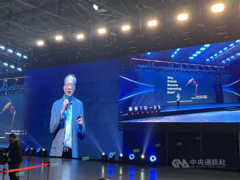 鴻海科技日22日持續舉行，所羅門董事長陳政隆（圖）指出，美國在人形機器人軟體持續領先，但未來中國可能持續擴大人形機器人市占率。 中央社記者鍾榮峰攝　114年11月22日