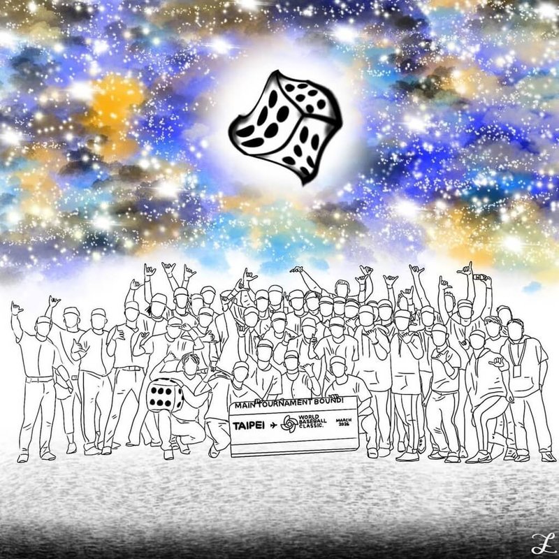 旅美運動家隊投手莊陳仲敖今年經典賽資格賽（WBCQ）經驗成為養分，有意願續拚明年經典賽（WBC），資格賽後手繪台灣隊（圖）、展現繪畫天分。（莊陳仲敖提供）中央社記者謝靜雯攝 114年11月27日