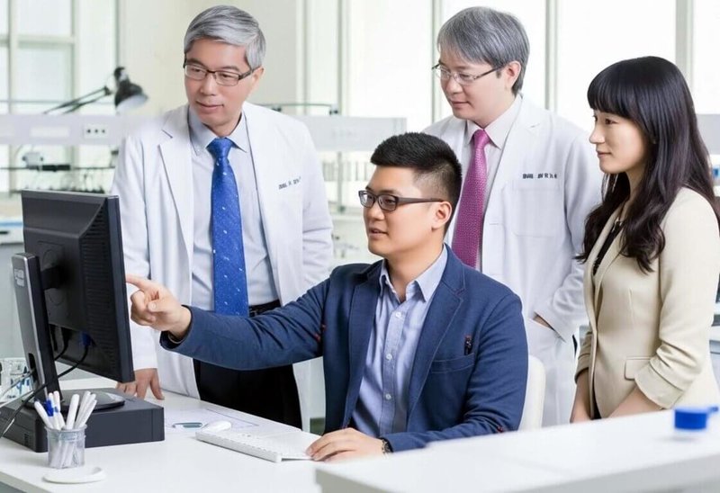 嘉義基督教醫院與成功大學最新研究，民眾短期內累積使用多種具抗膽鹼作用藥物，會顯著提高院外心臟驟停風險，研究成果登上國際心血管權威期刊，由嘉基副院長宋昇峯（後左）、急診醫師蔡銘仁（後中）、臨床數據中心主任楊昕禕（後右）及成大教授賴嘉鎮（前左）發表。（嘉基提供）中央社記者黃國芳傳真　114年11月27日