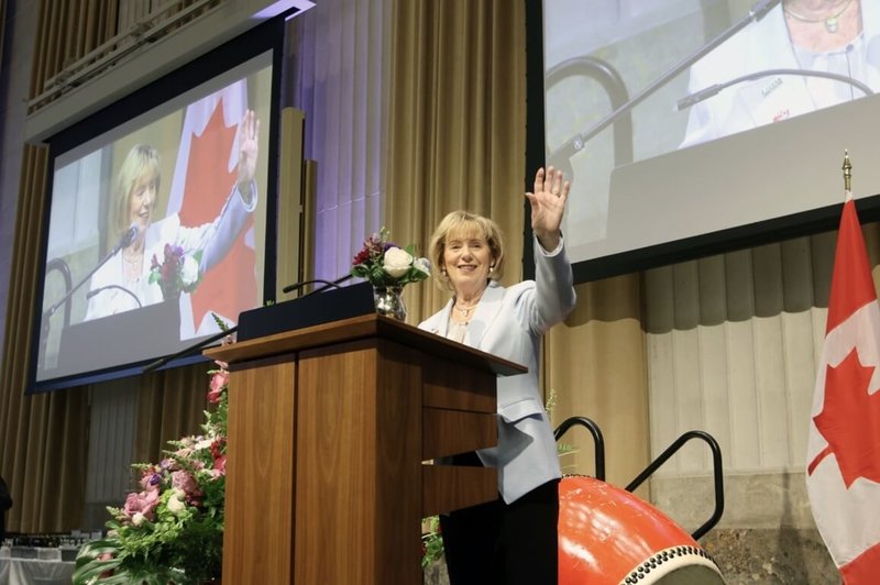 加台國會議員友好協會主席、眾議員史葛洛（Judy Sgro）在「台灣之夜」活動中致詞。（駐加代表處提供）中央社記者胡玉立多倫多傳真　114年11月27日