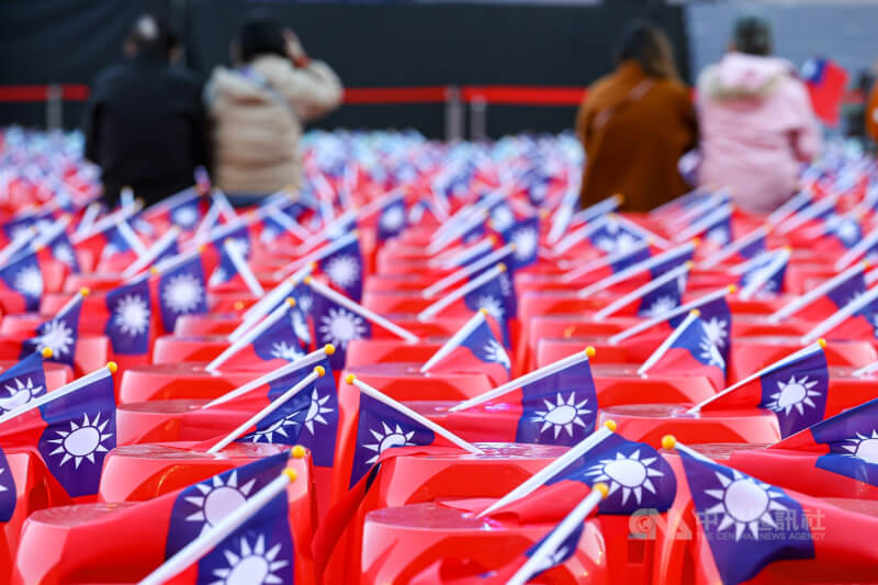 圖為選舉造勢場合的中華民國國旗。（中央社檔案照片）