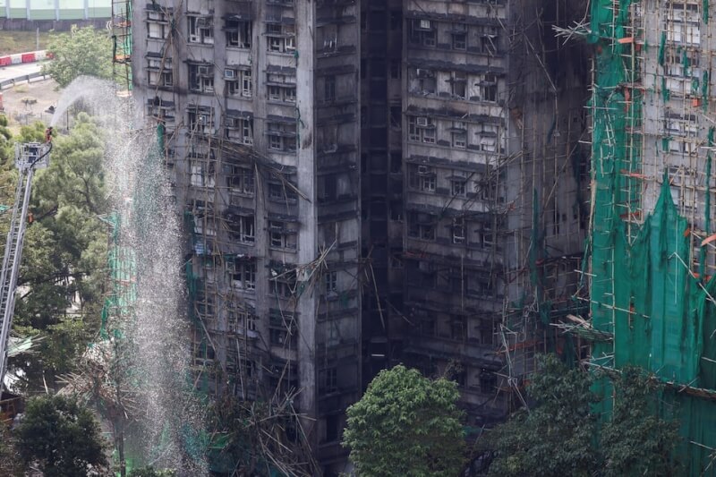 香港大埔宏福苑社區大火已撲滅。（路透社）