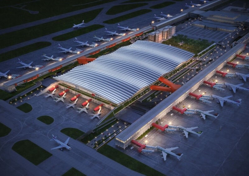 桃園機場第三航廈鳥瞰透視模擬圖。（圖取自桃園機場公司網頁www.taoyuanairport.com.tw）