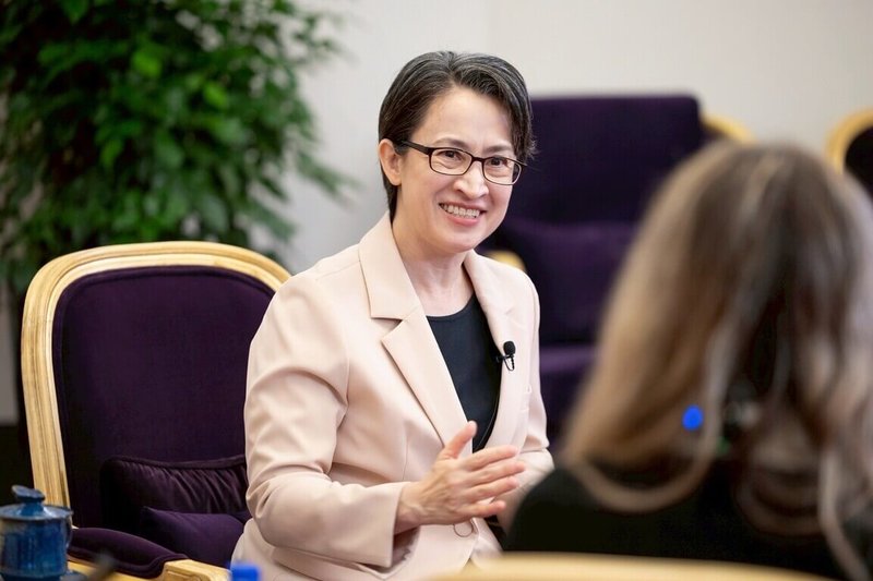 副總統蕭美琴（圖）接受美國媒體「戰情室」（War Room）節目專訪。（總統府提供）中央社記者葉素萍傳真 114年12月2日