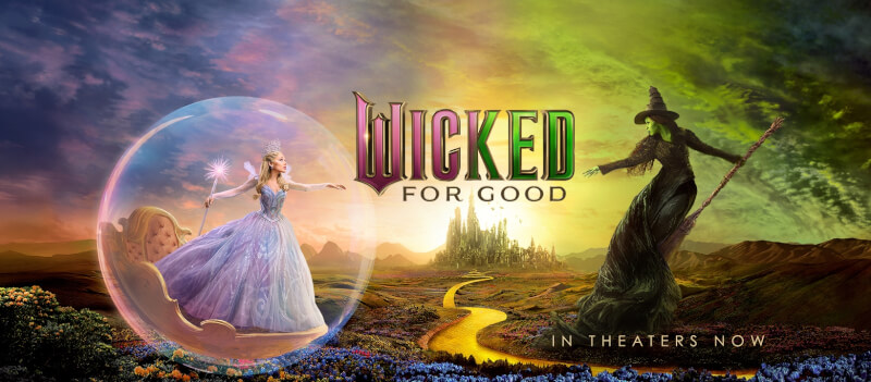 歌舞電影「魔法壞女巫：第二部」為今年金球獎入圍名單的熱門作品。（圖取自facebook.com/wickedmovie/）