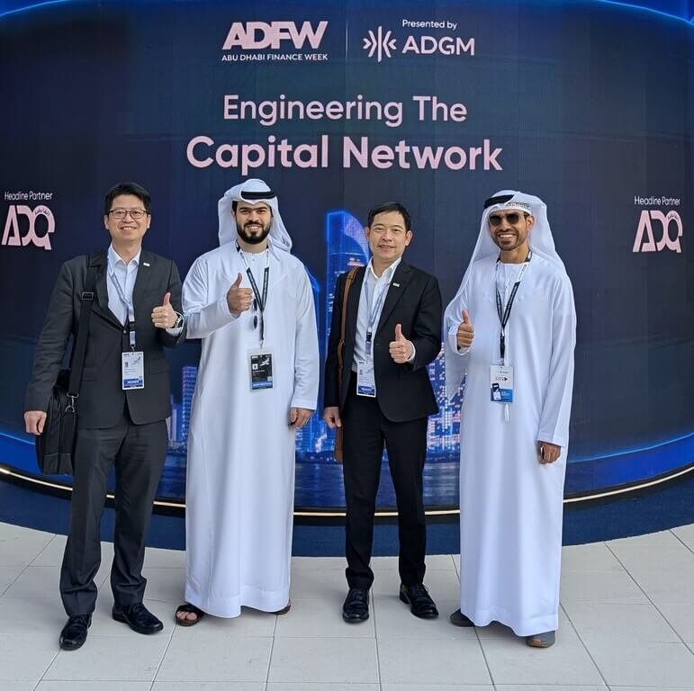 台灣期貨交易所10日表示，日前率隊參加阿布達比金融週（ADFW），在中東地區引資，與主要金融機構、投資人及交易業者面對面交流。（期交所提供）中央社記者鍾榮峰傳真　114年12月10日