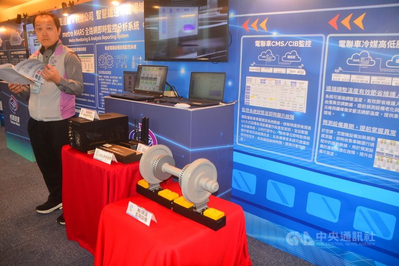 「5G智慧鐵道計畫成果展示研討會暨鐵Tao智慧中心啟用儀式」12日在交通部鐵道局舉行，桃園大眾捷運股份有限公司現場展示車載資料數據處理單元及監測設備等。中央社記者黃旭昇新北市攝　114年12月12日