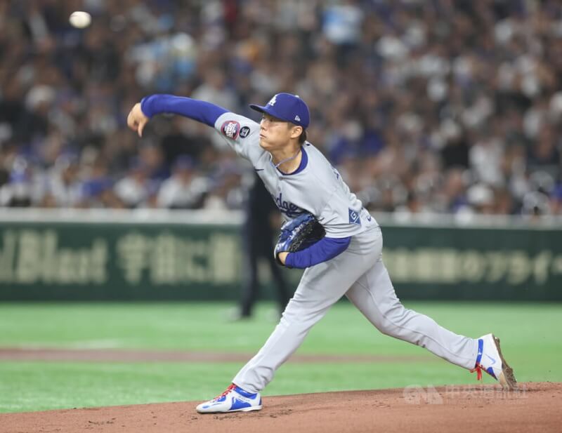 美國職棒大聯盟道奇隊投手山本由伸。（中央社檔案照片）