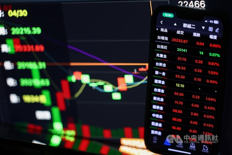 圖為台股示意圖。 （中央社檔案照片）