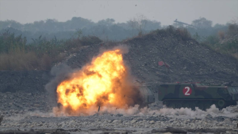 國軍Altius-600M攻擊型無人機18日進行實彈操演,命中標靶。(國防部提供)中央社記者吳書緯傳真 114年12月18日