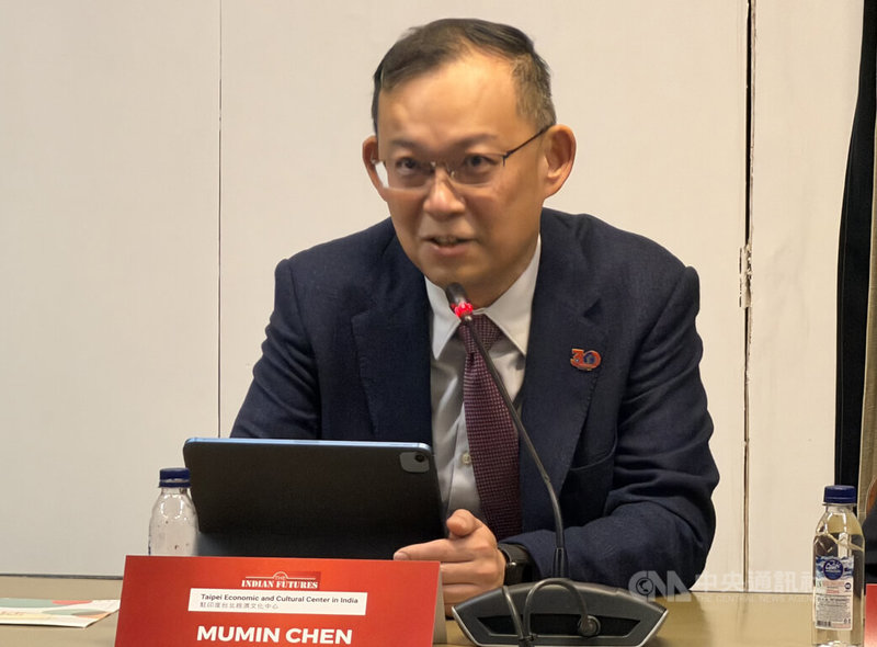 台灣與印度互設代表處30年之際，駐印度代表陳牧民肯定雙方關係，並與印方分享台灣民主（Democracy）、和平（Peace）、繁榮（Prosperity）的重要價值觀。中央社記者李晉緯新德里攝　114年12月19日