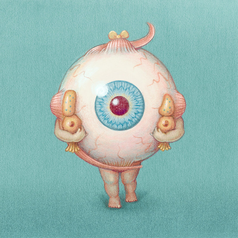 彷彿在用力觀察的「眼球人」，插畫家Emma Cheng的作品結合她的醫學背景，把身體、感官和情緒都變成主角。（Emma Cheng提供）中央社記者沈佩瑤傳真　114年12月20日