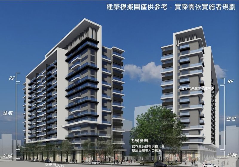 台鐵公司積極推動台北市安東街土地開發案，預計民國115年3月底公告招商，若順利最快可於123年完工。未來台鐵預計可分回2/3，後續規劃將分回的住宅及商業空間出租，預期每年租金收益將逾2億元。圖為建築模擬示意圖。（台鐵提供）中央社記者黃巧雯傳真　114年12月24日