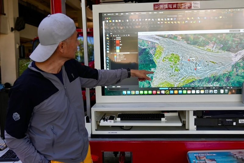 屏東特搜義消無人機分運用3D建模技術，建立花蓮縣光復鄉災區3D模型，恊助現場指揮官判斷情勢。（屏東縣政府提供）中央社記者黃郁菁傳真 114年12月25日