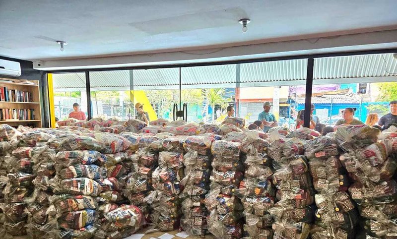 巴西「聖誕無飢餓」行動連續第5年由台灣僑社主導，26日起至2026年1月5日，將持續分發募得的食物籃給貧民區居民，讓關懷延伸至新年。（「聖誕無飢餓」提供）中央社記者唐雅陵聖保羅傳真　114年12月26日