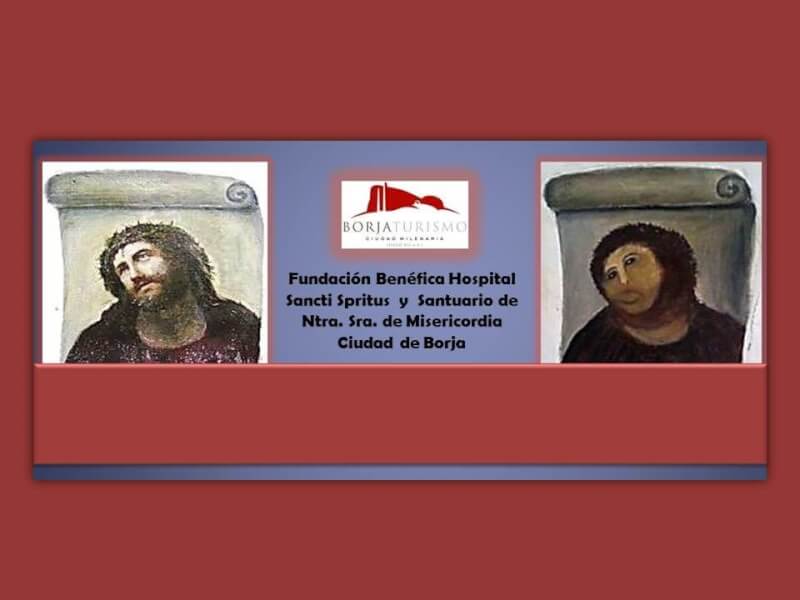 博哈小鎮耶穌畫像壁畫修補前後差異。(圖取自聖母慈悲教堂基金會facebook.com)