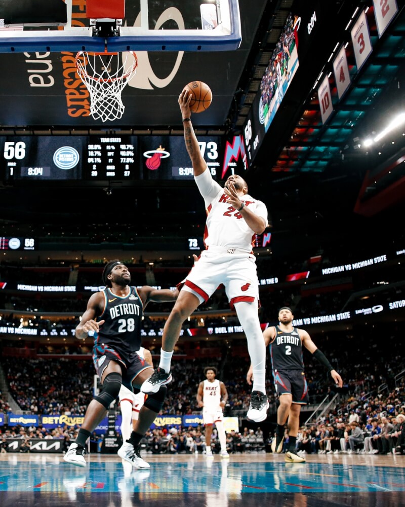 美國職籃NBA邁阿密熱火球星鮑爾1日砍下全場最高36分，率隊擊敗東區龍頭底特律活塞。（圖取自x.com/MiamiHEAT）