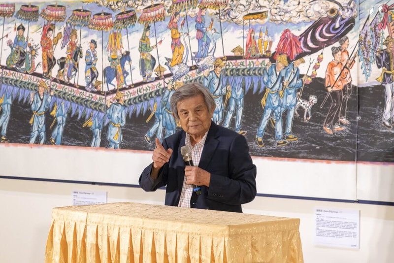 藝術家林智信於2025年12月31日辭世，圖為國立中正紀念堂2020年舉辦「媽祖藝陣．土地印記－林智信邀請展」，林智信於展覽開幕致詞。（文化部提供）中央社記者王寶兒傳真　115年1月2日