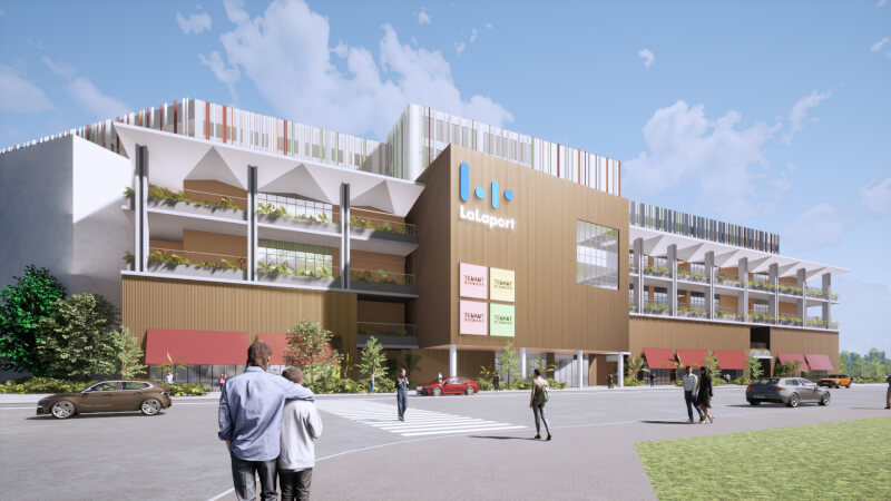 三井不動產集團南台灣首座區域型購物中心LaLaport高雄店，預定2026年開幕。圖為商場外觀示意圖。（三井不動產提供）中央社記者何秀玲傳真　115年1月3日