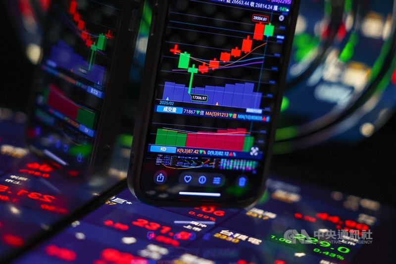 圖為台股示意圖。(中央社檔案照片)