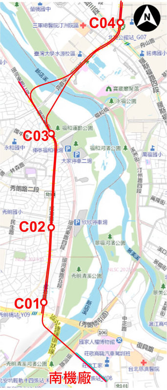 捷運中和光復線新北市段「中和公館線」路線長約3.1公里,規劃環狀線秀朗橋站至松山新店線公館站設4座車站,採地下型式興建。(新北市捷運局提供)中央社記者曹亞沿傳真 115年1月6日