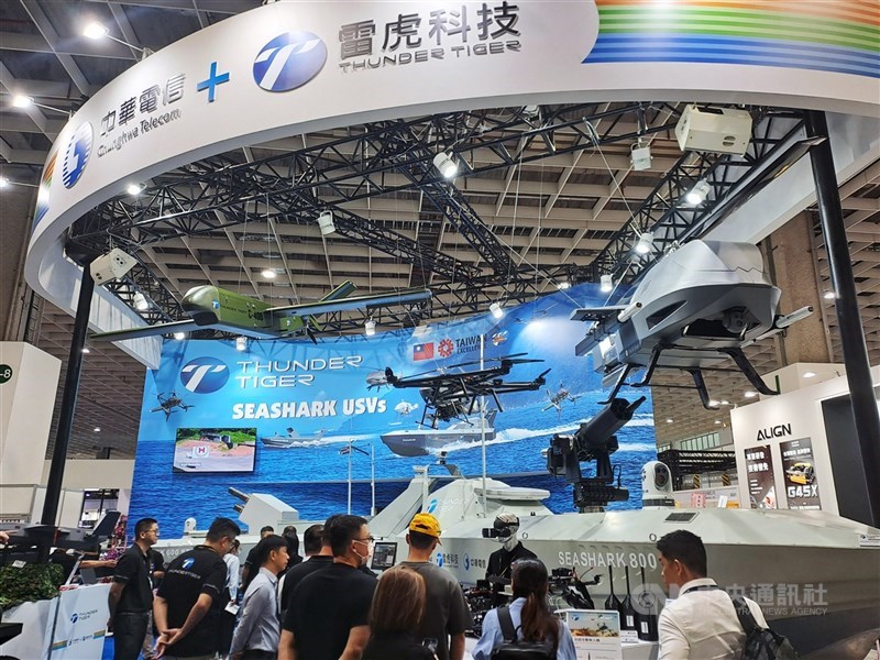 圖為台北國際航太暨國防工業展的無人機。（中央社檔案照片）
