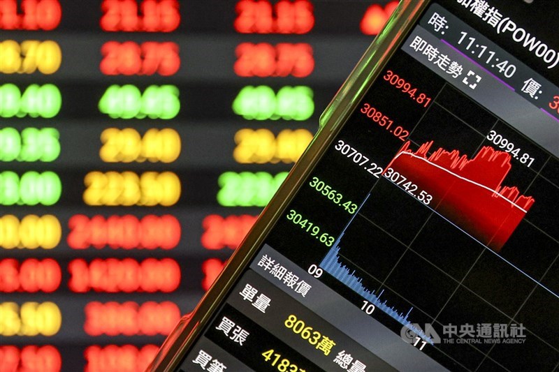 圖為台股示意圖。 （中央社檔案照片）