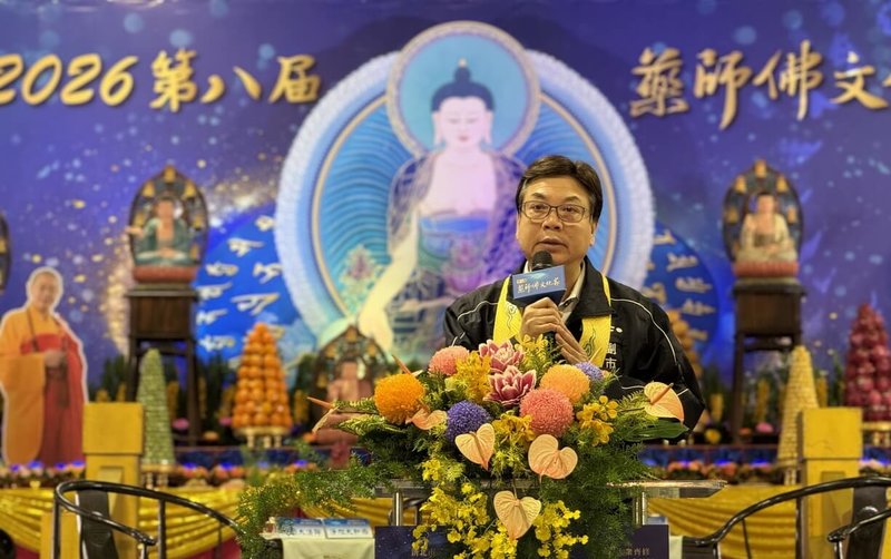 新北市政府與慈法禪寺17日共同主辦「2026年第8屆藥師佛文化節」，副市長劉和然（圖）前往參加，闡揚已經圓寂的淨耀法師立足台灣、弘法全球，並長年投入社會教化、反毒宣導與青年關懷。（新北市府民政局提供）中央社記者黃旭昇新北傳真    115年1月17日