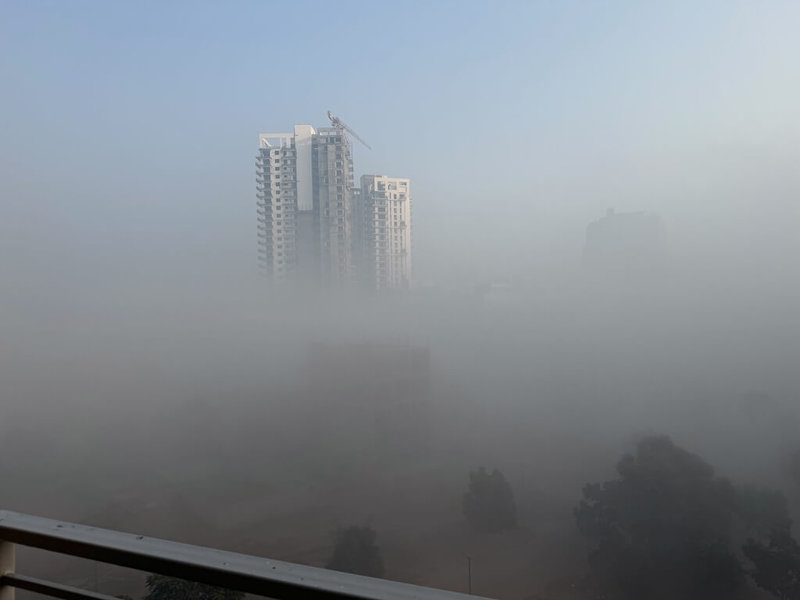 派駐在印度擔任管理階層的台幹指出，冬天一到，霧霾就跟著來，從家裡看出去，就好像看到「仙境」一樣。（台灣民眾陳振華提供）中央社記者李晉緯新德里傳真　115年1月21日