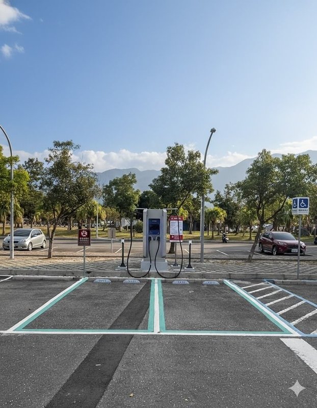 推動淨零排放政策及電動車普及，觀光署縱管處建置具示範作用的公共收費充電樁，選定農遊樞紐的羅山遊客中心，建置高規格的快充電動汽車充電樁。（觀光署花東縱谷國家風景區管理處提供）中央社記者李先鳳傳真　115年1月21日