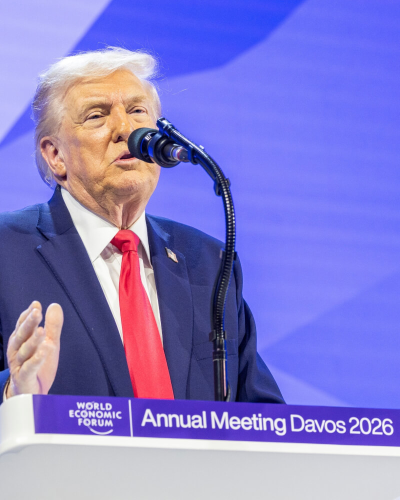 美國總統川普21日在世界經濟論壇發表演說。（圖取自facebook.com/worldeconomicforum）