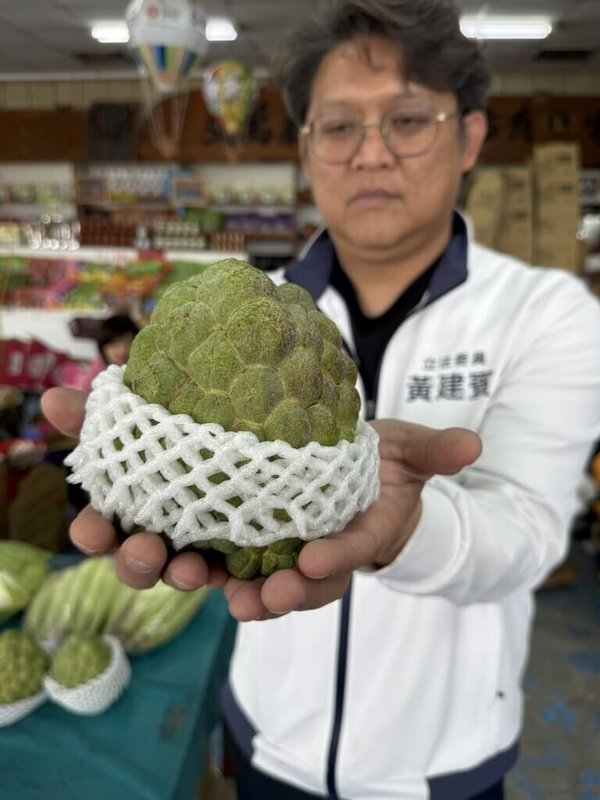台東鳳梨釋迦在中國市場不穩定，國民黨立委黃建賓協助拓展國際市場，向農業部爭取海外拓銷補助及國內產銷輔導措施，盼能助農友度過難關。（黃建賓國會辦公室提供）中央社記者盧太城台東傳真　115年1月23日