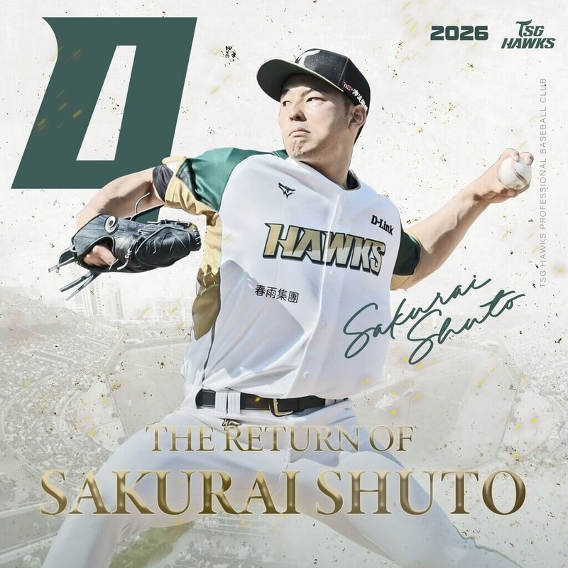 中華職棒台鋼雄鷹隊24日宣布與日籍左投櫻井周斗（圖）完成續約，櫻井周斗預計25日起投入球隊春訓。（台鋼雄鷹提供）中央社記者謝靜雯傳真 115年1月24日