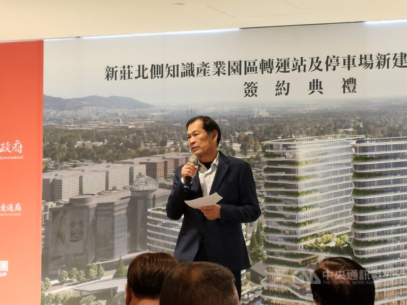 宏匯集團董事長許崑泰（圖）26日表示，正在興建的台北雙星因面臨缺工、缺料等因素，加上下雨影響施工進度，目前完工時間不可控。中央社記者何秀玲攝　115年1月26日