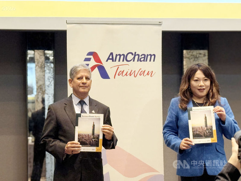 台灣美國商會27日舉行「2026年商業景氣調查」記者會，根據調查結果，逾8成美國企業看好台灣今年及3年經濟表現。中央社記者曾智怡攝　115年1月27日