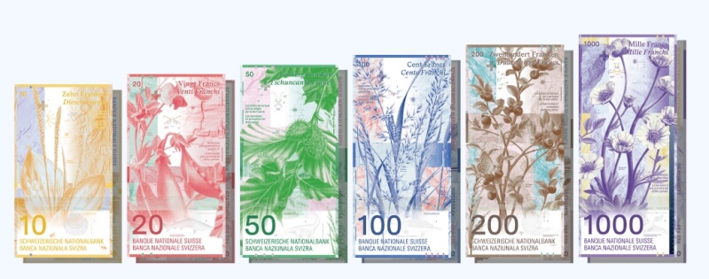 圖為入圍設計決賽的團隊Emphase Sàrl設計的瑞士新版紙鈔。 （圖取自瑞士國家銀行網頁www.snb.ch/）