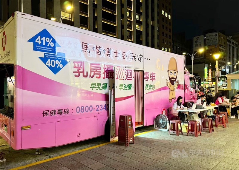 圖為乳房攝影巡迴專車。（中央社檔案照片）