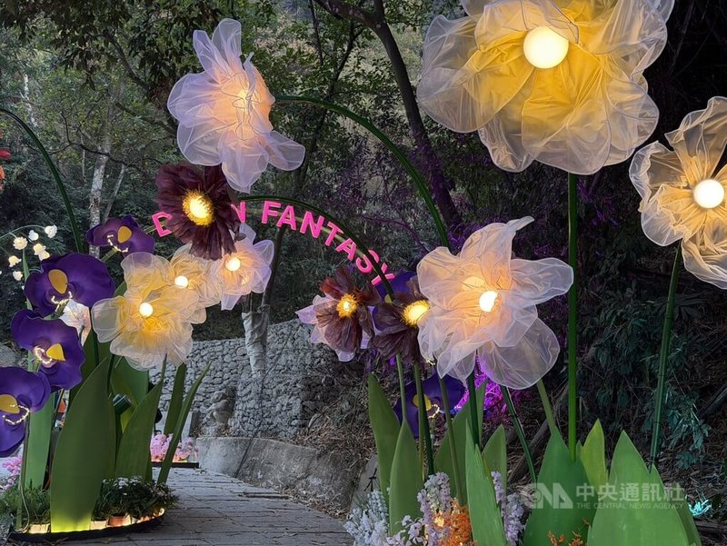 「2026奇幻大津－夜之覺旅」活動5日在屏東縣高樹鄉點燈，吸引遊客夜探光影瀑布之美，感受夜色中大津瀑布絕美風貌。中央社記者李卉婷攝　115年2月5日