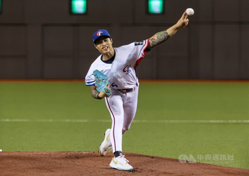 台灣旅美投手林昱珉於2024年世界12強棒球賽對韓國比賽有好表現。（中央社檔案照片）