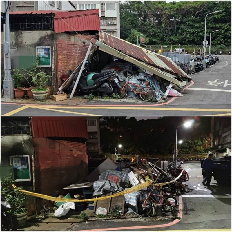 台北市建築管理工程處表示，市民在進行年前大掃除或房屋修繕時，應一併檢視自家違建構造物的安全；違建掉落而影響公共安全，依建築法可處以新台幣6萬元以上、30萬元以下之罰鍰。圖為民眾住家違建拆除前後比較。（建管處提供）中央社記者劉建邦傳真　115年2月11日
